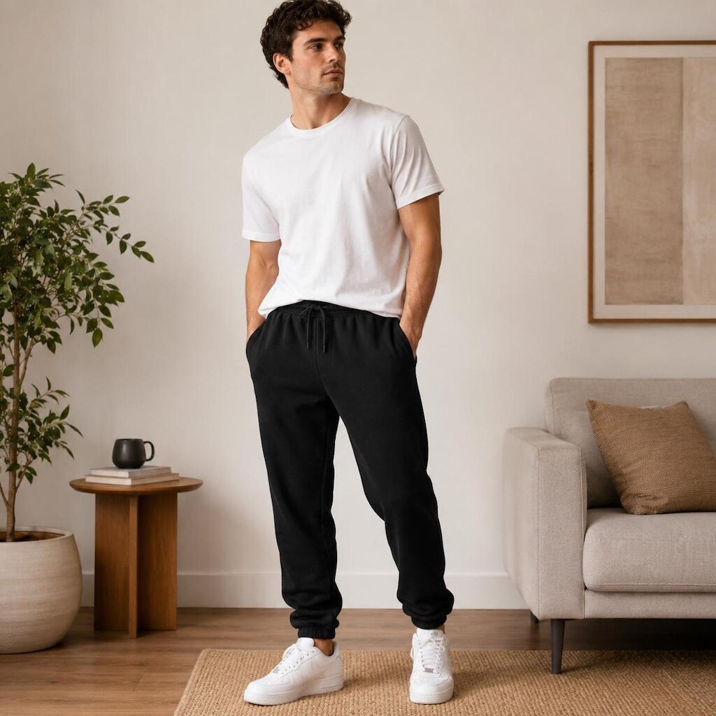 Calça Esportiva Moletom Masculina Pelúcida Casual e Inverno