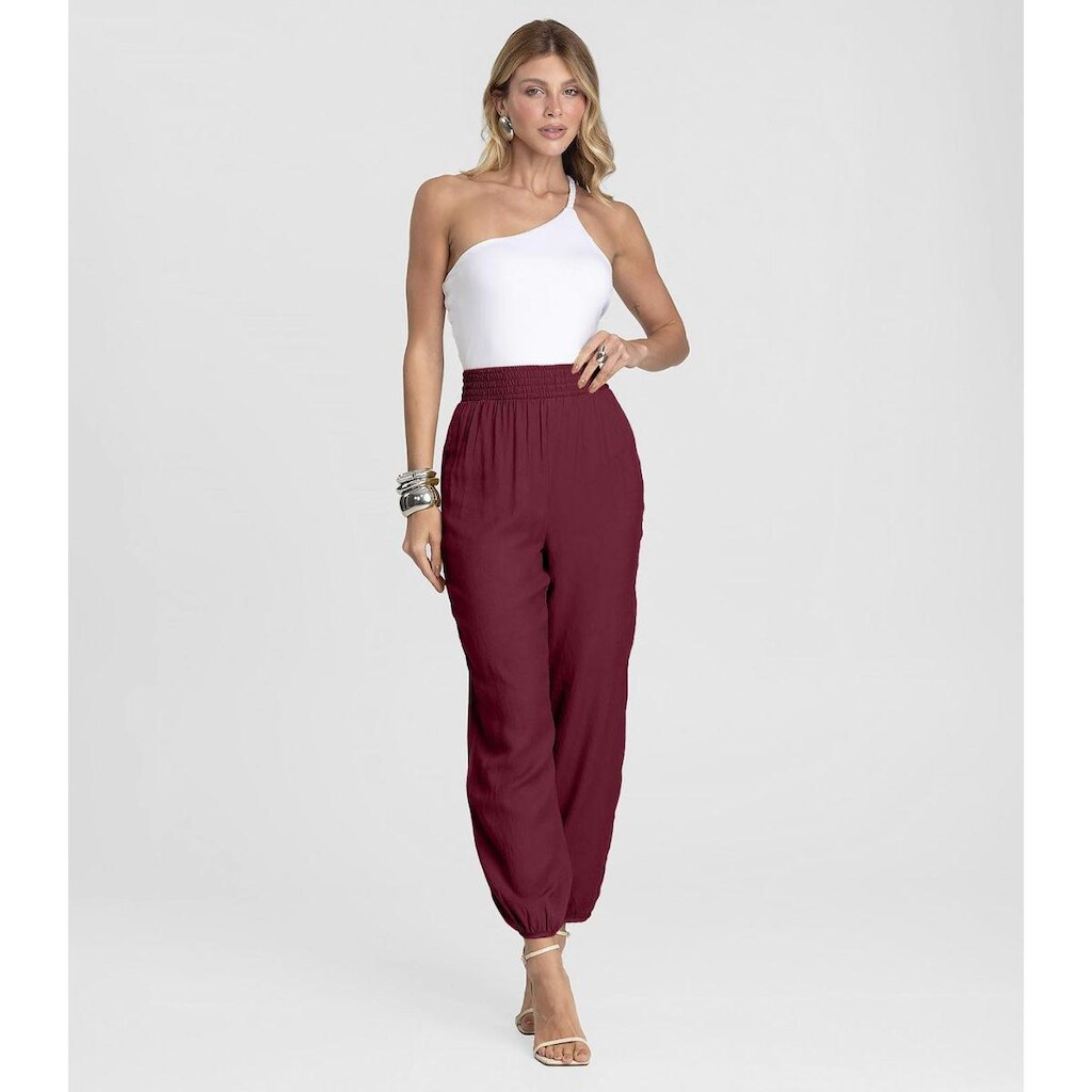 Calça Feminina Aladim em Tecido Viscose Dianna Vermelho