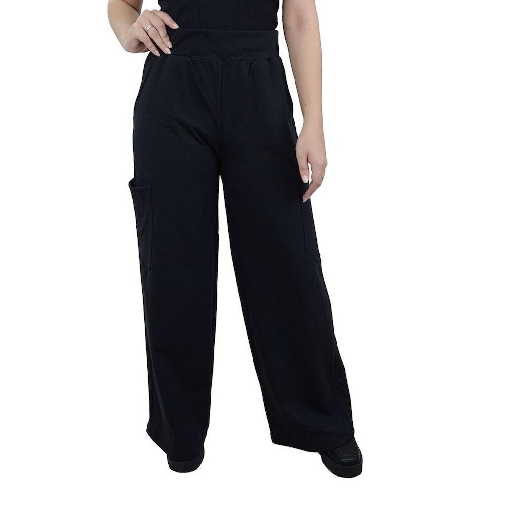 Calça Feminina Babicat Moletom Cargo Preta - B2761