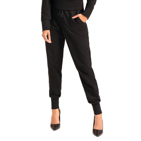 Calça Feminina em Moletinho Rovitex Endless Preto - Preto Menor preço em Calça Feminina em Moletinho Rovitex Endless Preto - Preto