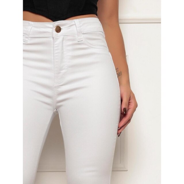 Calça Feminina Flare Jeans Branca Premium