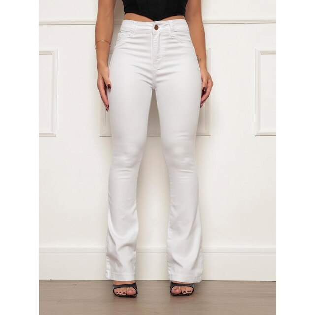 Calça Feminina Flare Jeans Branca Premium