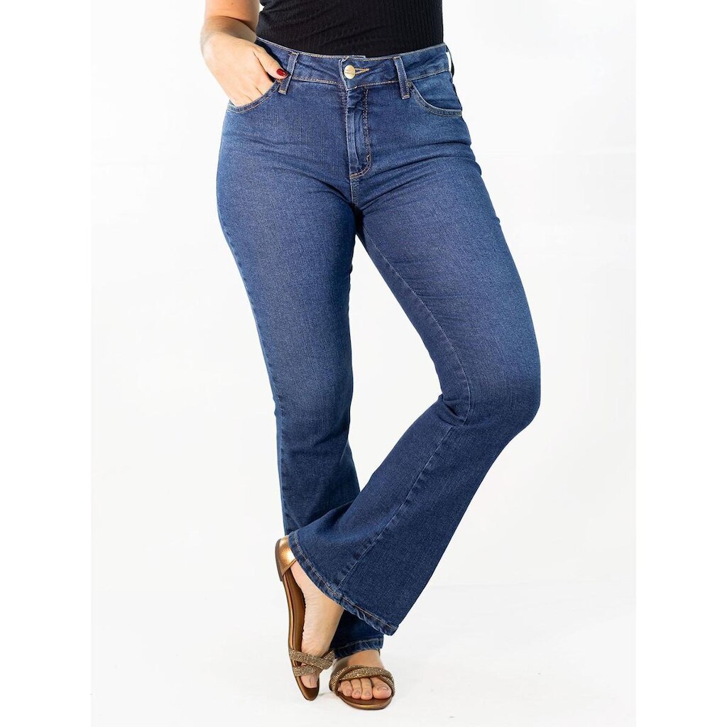 Calça Feminina Flare Jeans Petit Cintura Alta Anticorpus