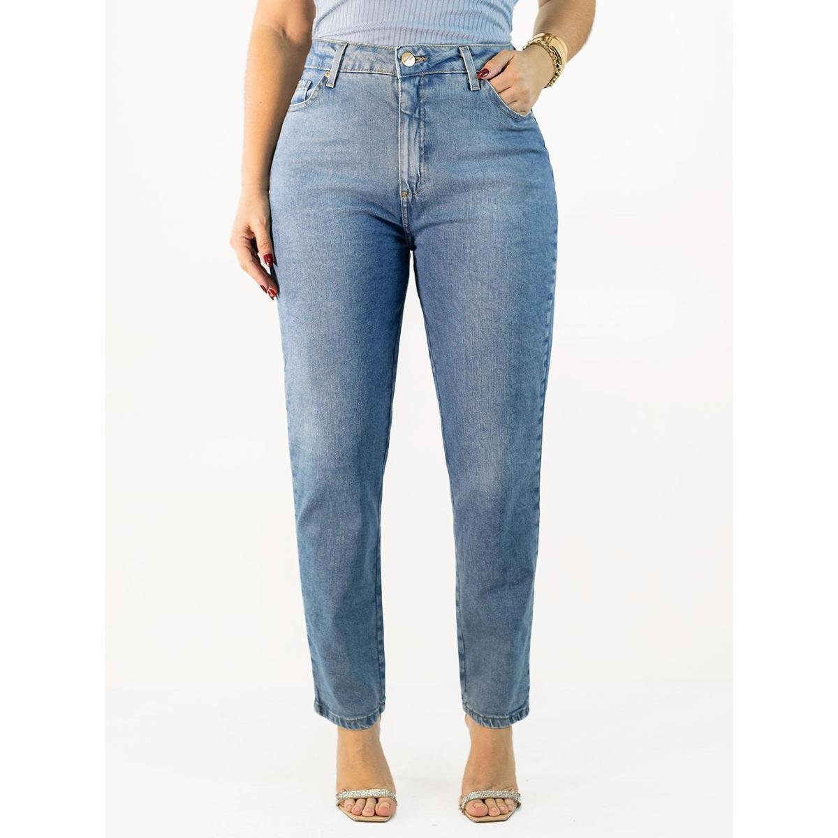 Calça Feminina Jeans Amaciado Mom Cintura Alta