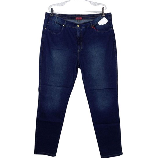 Calça Feminina Jeans com Elastano Cigarrete Oversized Destroyed Dirty Plus Size Shyros