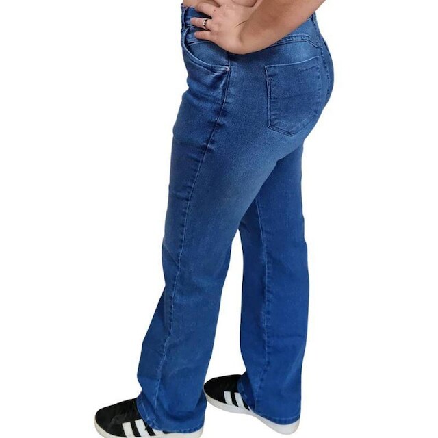Calça Feminina Jeans Shyros Tradicional Plus Size Azul