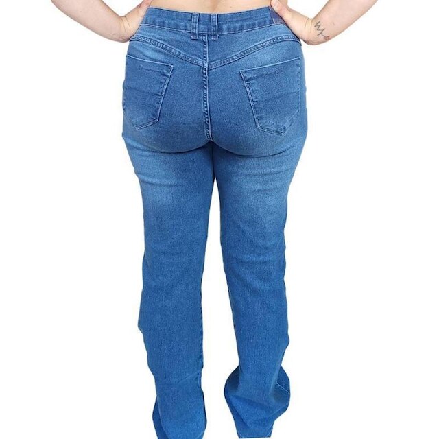 Calça Feminina Jeans Shyros Tradicional Plus Size Azul