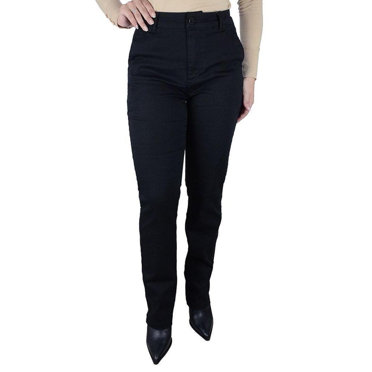 Calça Feminina Lado Avesso Reta Preta - L019