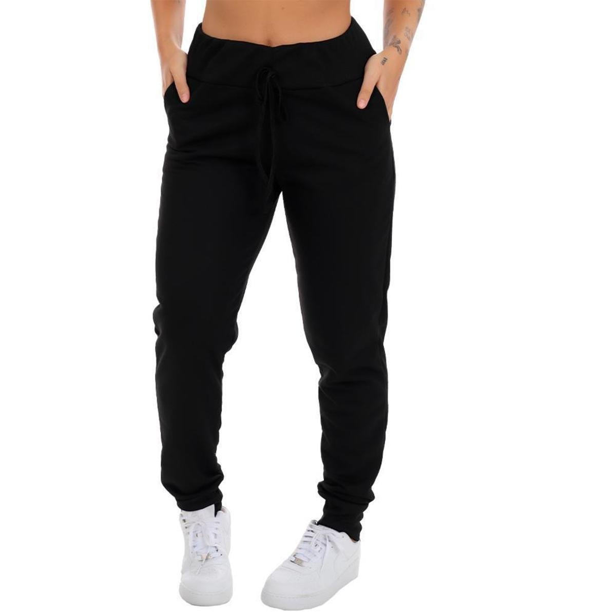 Calça Feminina Moletinho Preta Fristyle Jogger Com Bolso Menor preço em Calça Feminina Moletinho Preta Fristyle Jogger Com Bolso