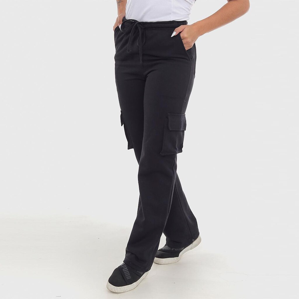Calça Feminina Moletom Cargo Cintura Elástico 7926