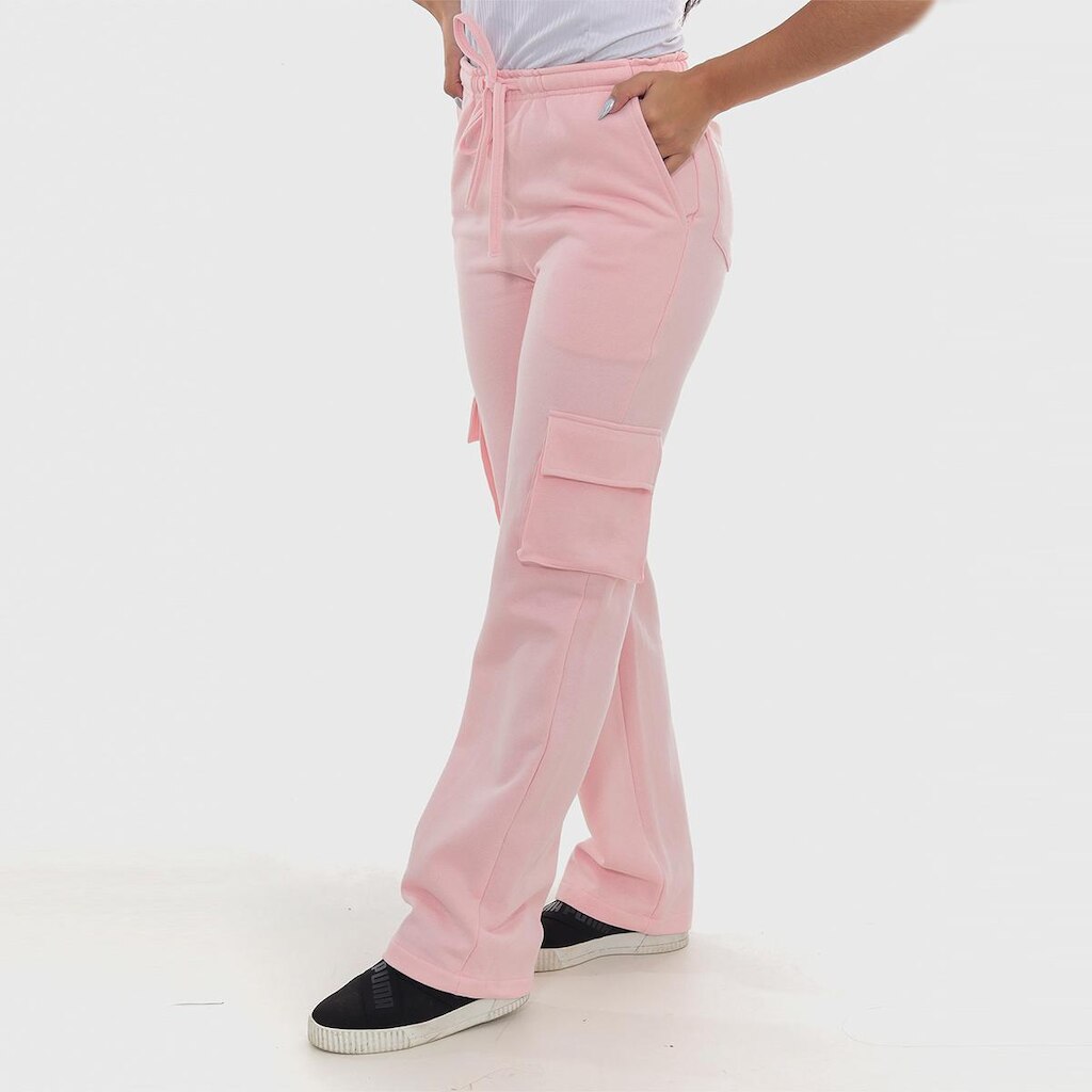 Calça Feminina Moletom Cargo Cintura Elástico 7926