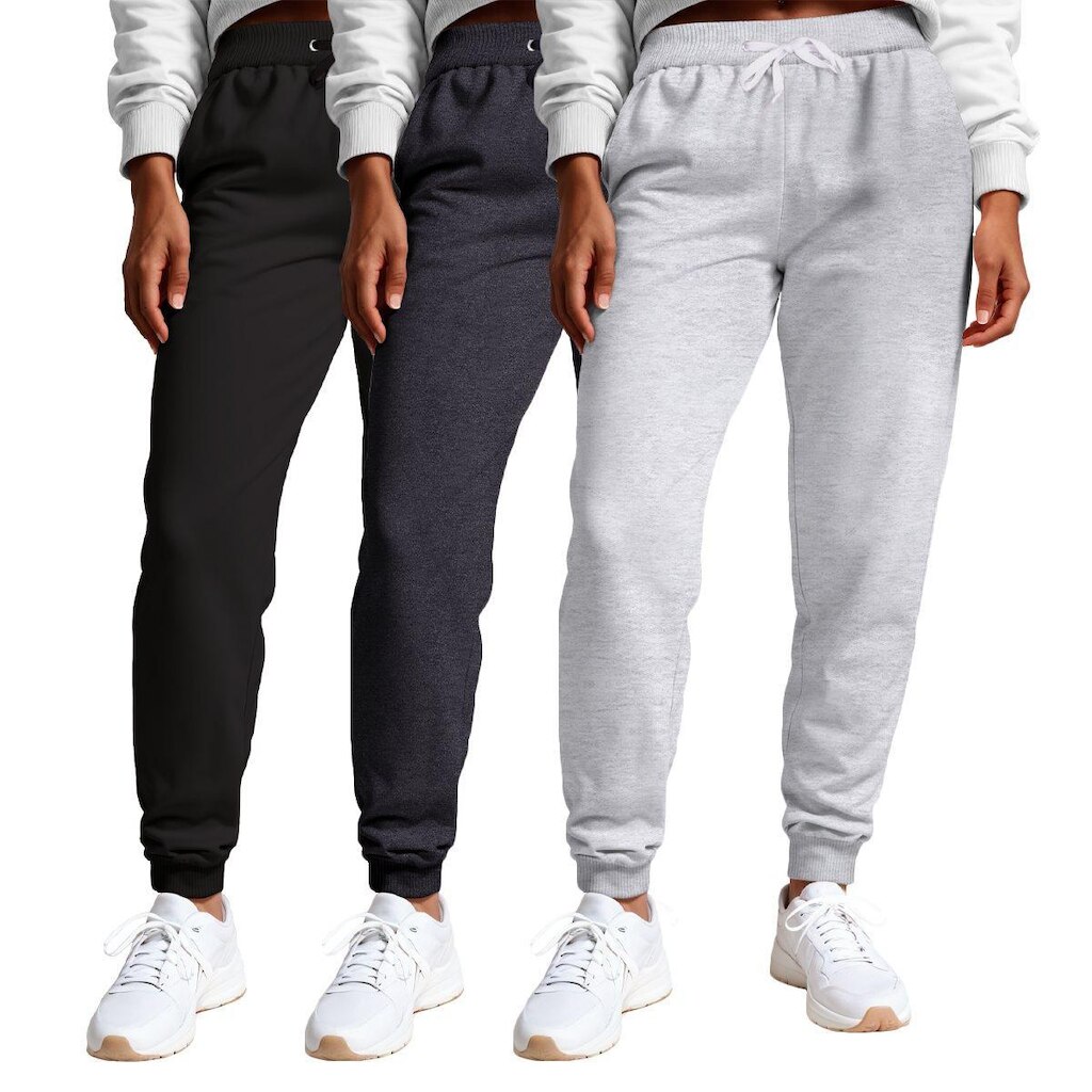 Calça Feminina Moletom Flanelada Slim Bolsos Algodão Kit 3