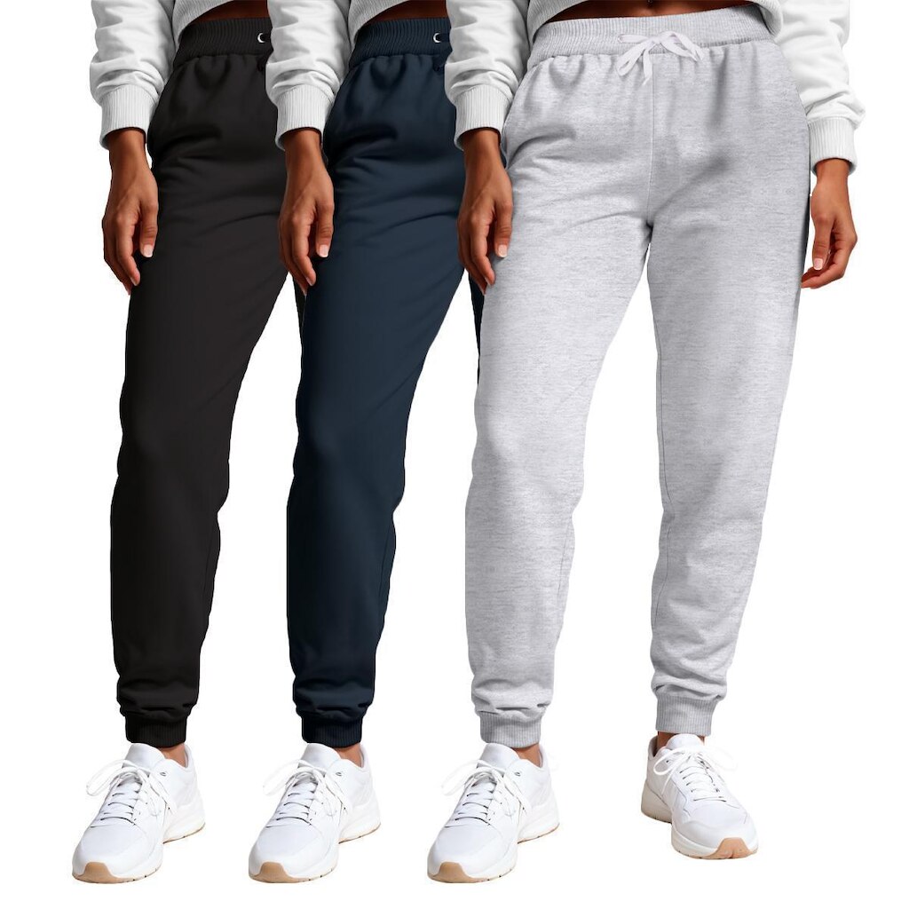 Calça Feminina Moletom Flanelada Slim Bolsos Algodão Kit 3