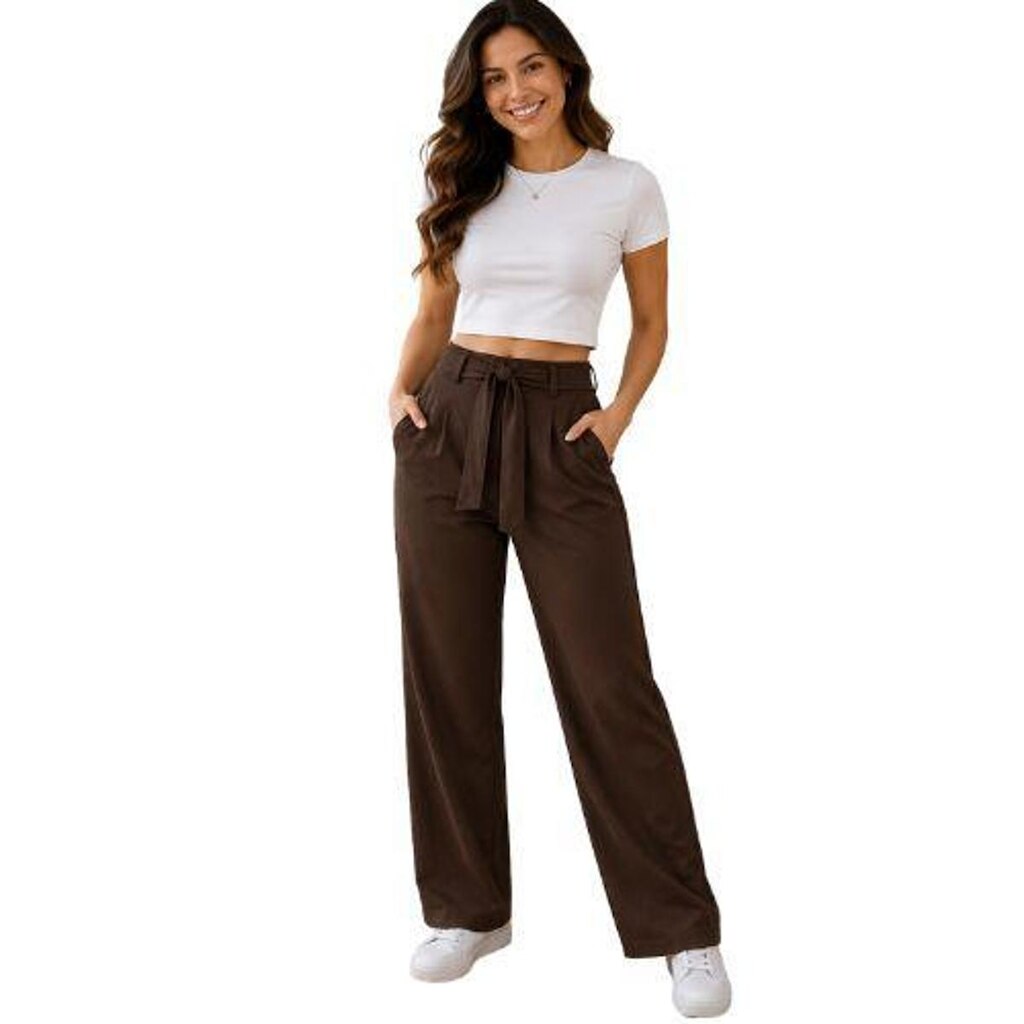 Calça Feminina Moletom Pantalona com Faixa e Bolsos Cereja Rosa