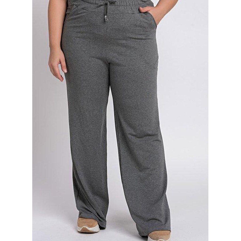 Calça Feminina Plus Size Pantalona Moletinho Bolsos  - Serena