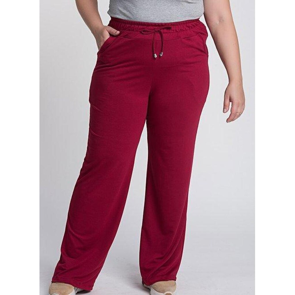 Calça Feminina Plus Size Pantalona Moletinho Bolsos  - Serena