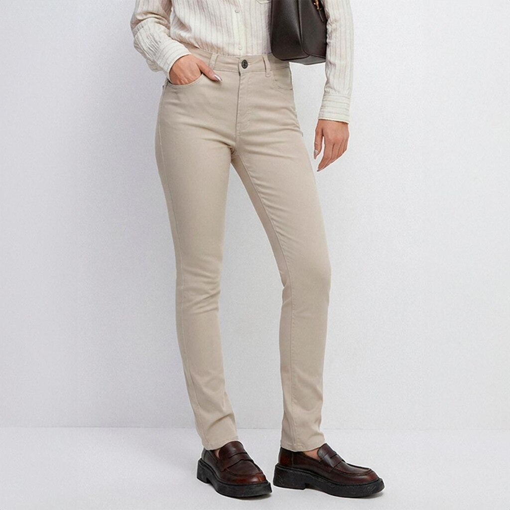Calça Feminina Sarja com Elastano Cintura Alta Skinny Ajustada ao Corpo
