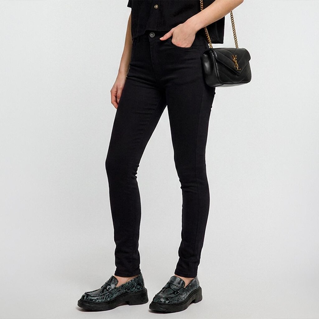 Calça Feminina Sarja com Elastano Cintura Alta Skinny Ajustada ao Corpo