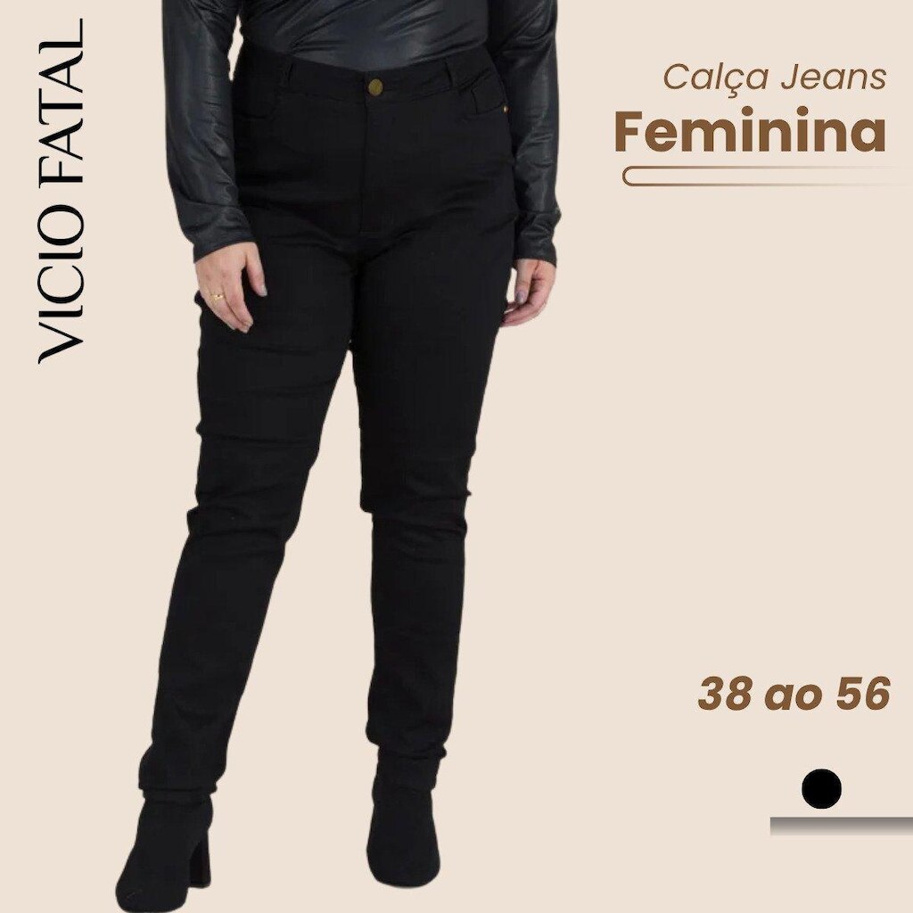 Calça Feminina Sarja Plus Size Tex Denim Cós Alto