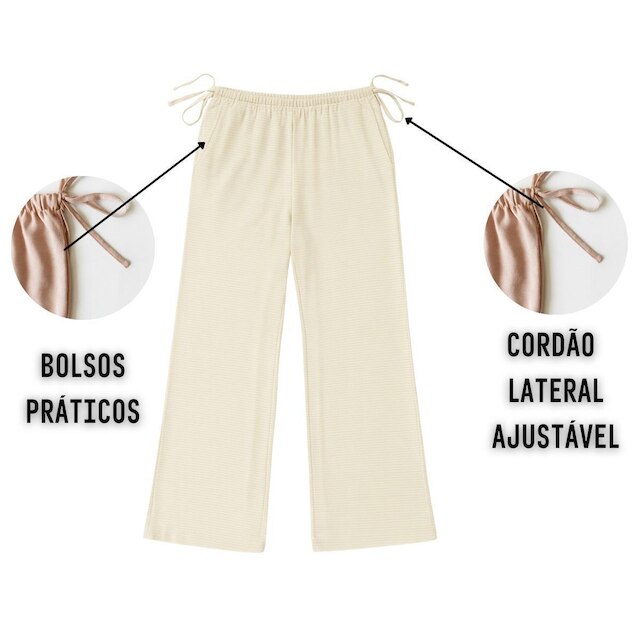 Calça Feminina Viscolinho com Amarração Lateral