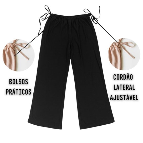Calça Feminina Viscolinho com Amarração Lateral