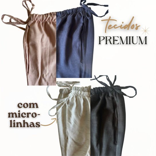 Calça Feminina Viscolinho com Amarração Lateral