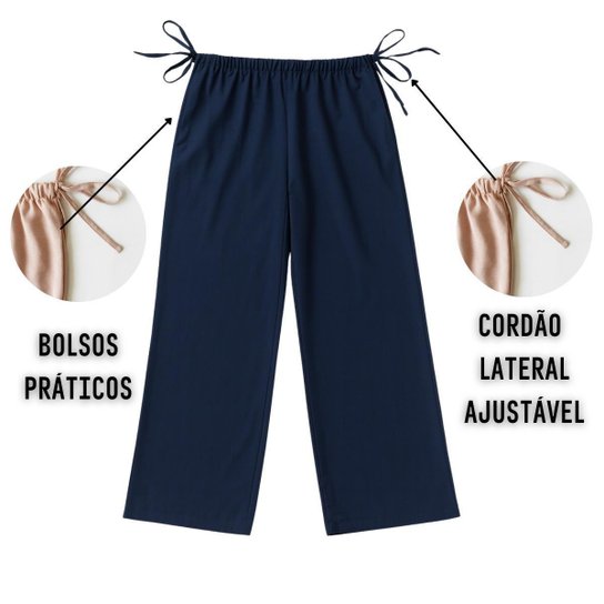 Calça Feminina Viscolinho com Amarração Lateral