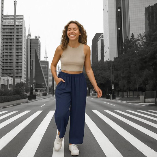 Calça Feminina Viscolinho com Amarração Lateral