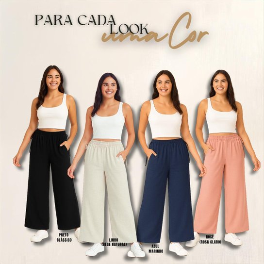 Calça Feminina Viscolinho com Amarração Lateral