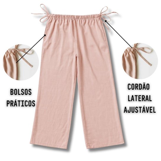Calça Feminina Viscolinho com Amarração Lateral