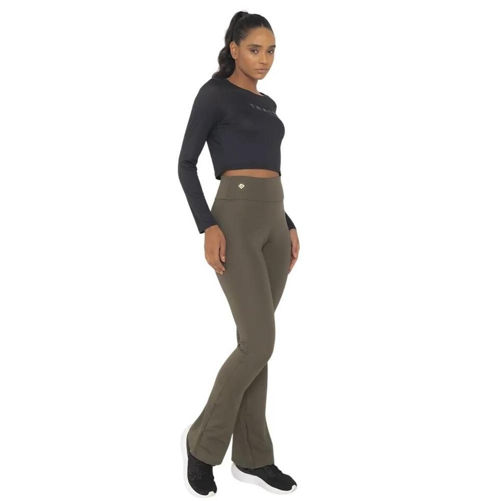 Calça Flare Amei Sport com bolso interno - Verde Oliva