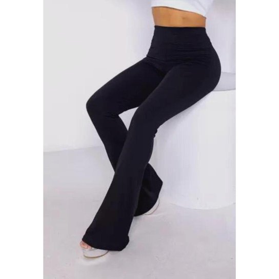 Calça Flare Bailarina Bella Fiore Modas Preta - Preto Menor preço em Calça Flare Bailarina Bella Fiore Modas Preta - Preto