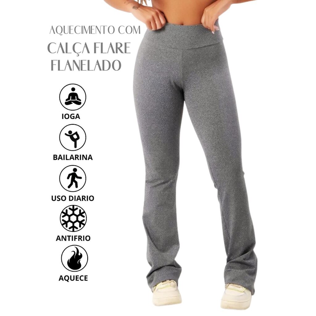 Calça Flare Bailarina Flanelada Térmica Antifrio Forrada Em Suplex WOLFOX