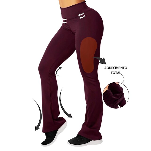 Calça Flare Bailarina Flanelada Térmica Antifrio Forrada Em Suplex WOLFOX
