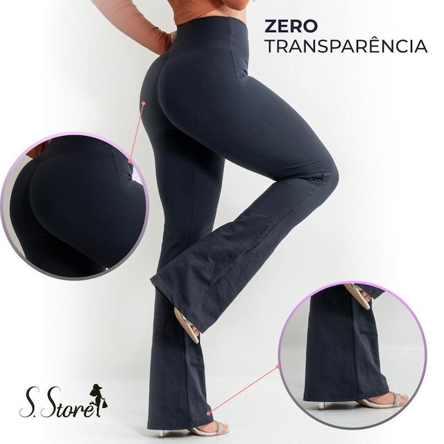 Calça Flare Bailarina Grossa Cintura Alta Poliamida Premium