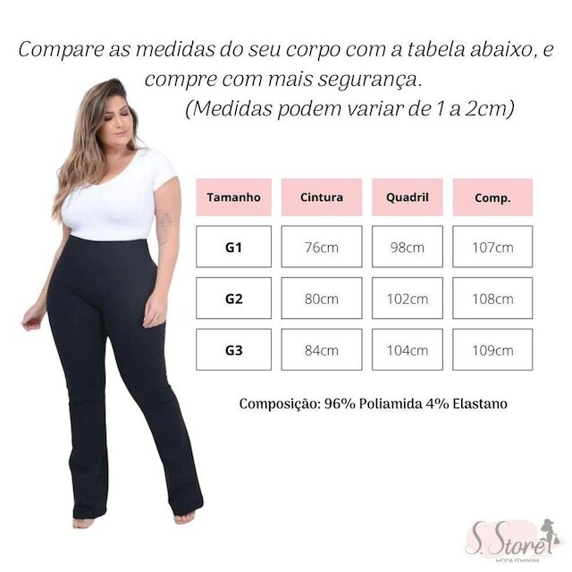 Calça Flare Bailarina Plus Size Cintura Alta Poliamida