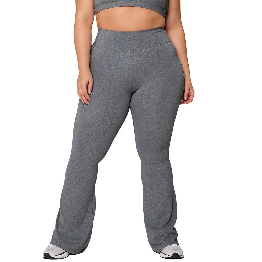 Calça Flare Bailarina Plus Size G1 G2 G3 G4 Cós Alta Em Suplex WOLFOX