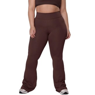Calça Flare Bailarina Plus Size G1 G2 G3 G4 Cós Alta Em Suplex WOLFOX