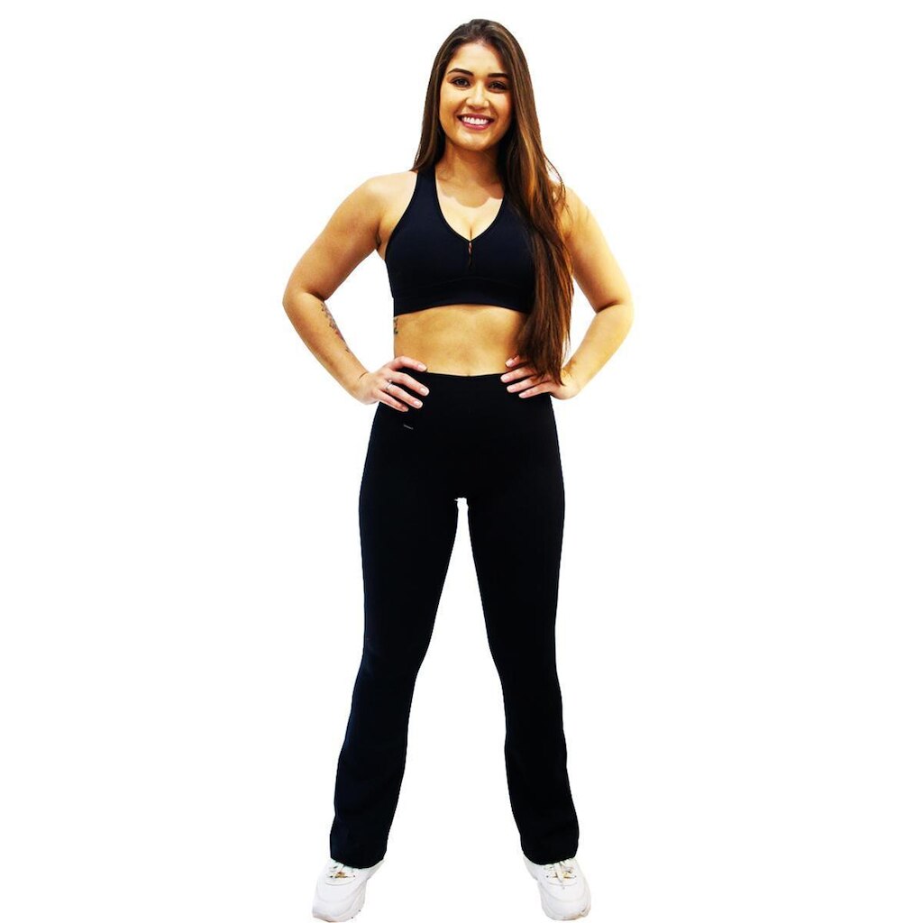 Calça flare de suplex de poliamida DA Modas