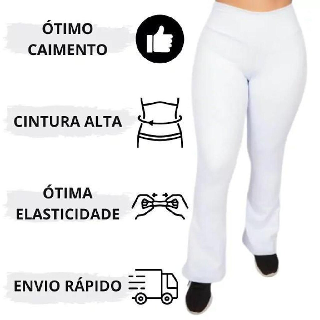 Calça Flare Legging Branca Enfermagem K2b Cós Alto