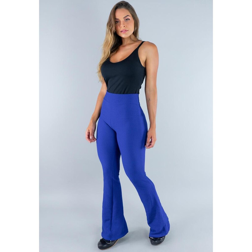 Calça   Flare Pantalona Cintura Alta Moda Mvb Modas  Feminina