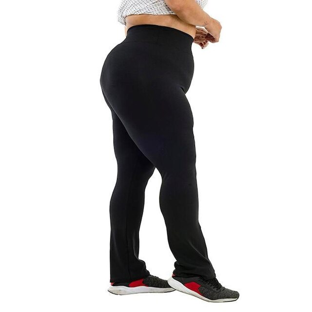 Calça Flare Plus Size Flanelada Inverno Grossa Cintura Alta
