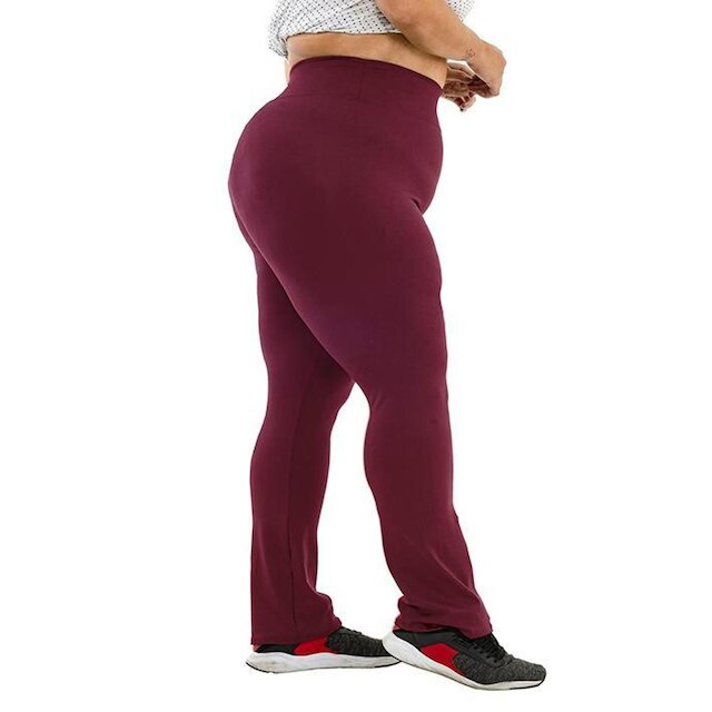 Calça Flare Plus Size Flanelada Inverno Grossa Cintura Alta