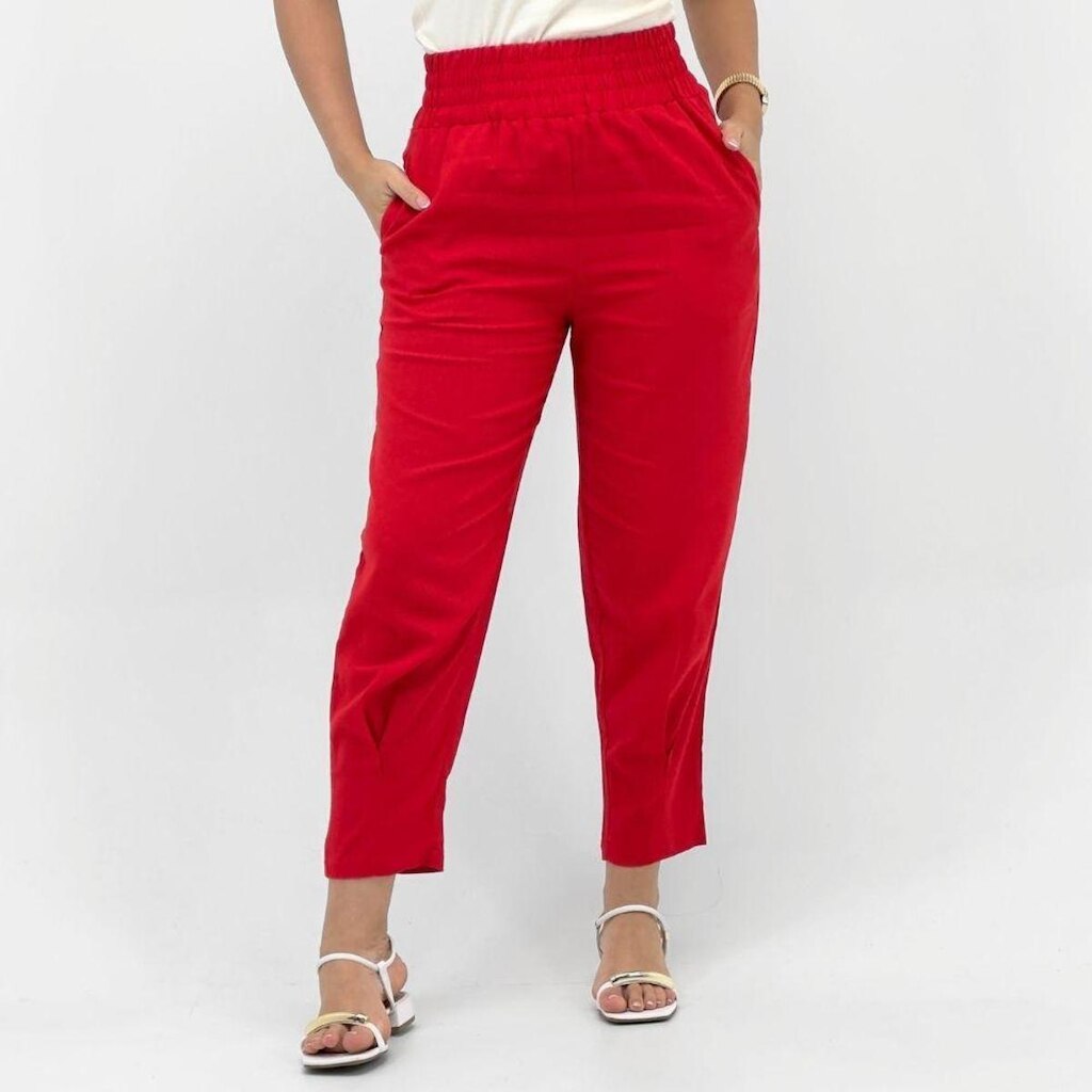 Calça Hering em Tecido Reta Feminina