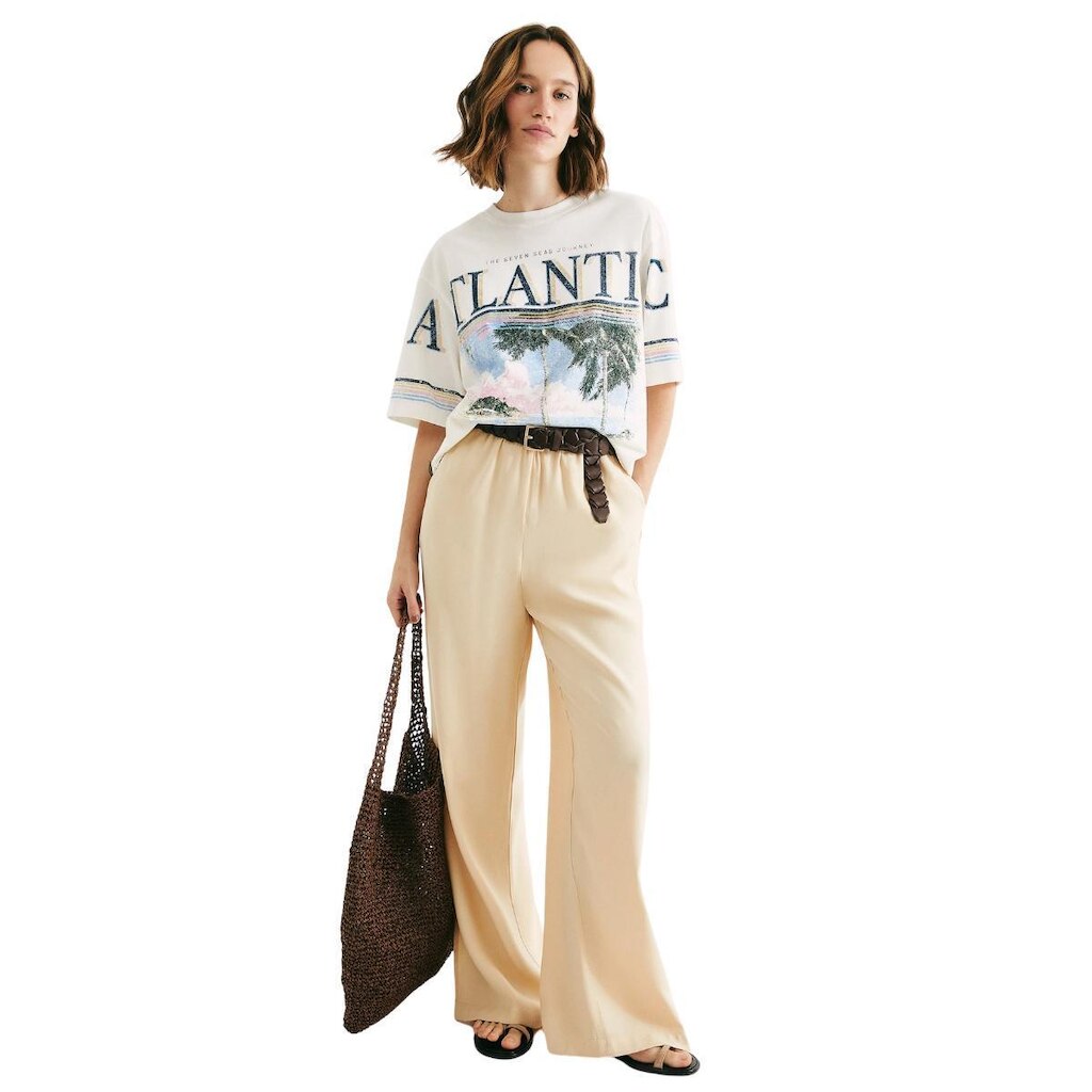 Calça Hering Feminina Reta em Peach Touch