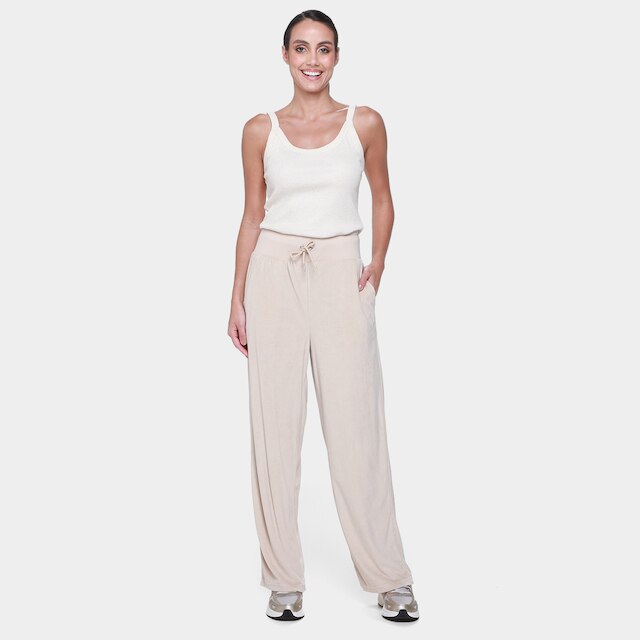 Calça Hering Pantalona Plush Feminina - Bege | Netshoes