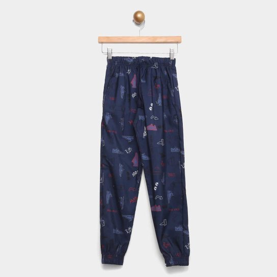Calça Infantil Brandili Jogger Estampada Microfibra Menino - Marinho Menor preço em Calça Infantil Brandili Jogger Estampada Microfibra Menino - Marinho