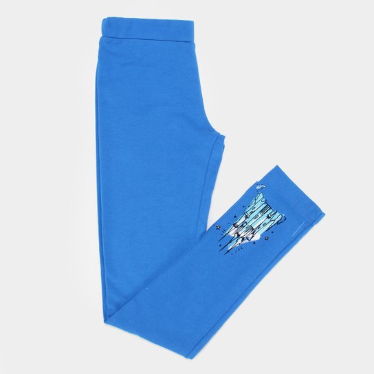 Calça Infantil Disney Cinderela Castelo Feminina - Azul Menor preço em Calça Infantil Disney Cinderela Castelo Feminina - Azul