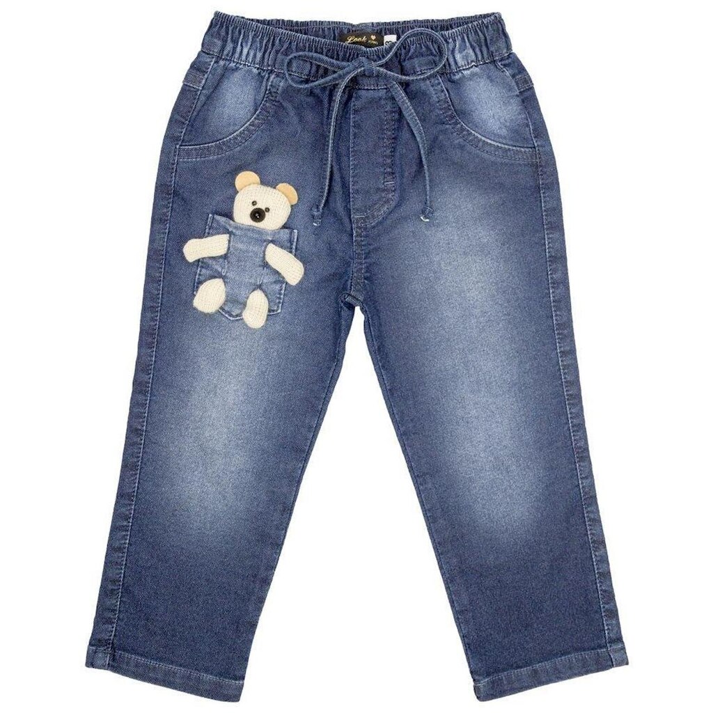 Calça Infantil Look Jeans c/ Urso Jeans - UNICA - 01