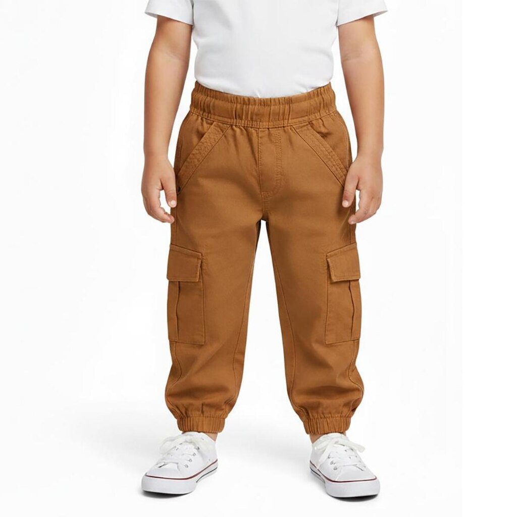 Calça Infantil Look Jeans Jogger Cargo Ferrugem - 04 - FERRUGEM
